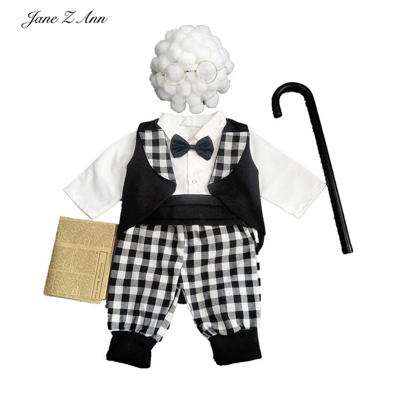 Jane Z Ann Children Photography Costume Props infant Photo Clothes Little Grandfather Photo Studio Photo Costume Theme: grandpa set / 3-6 month