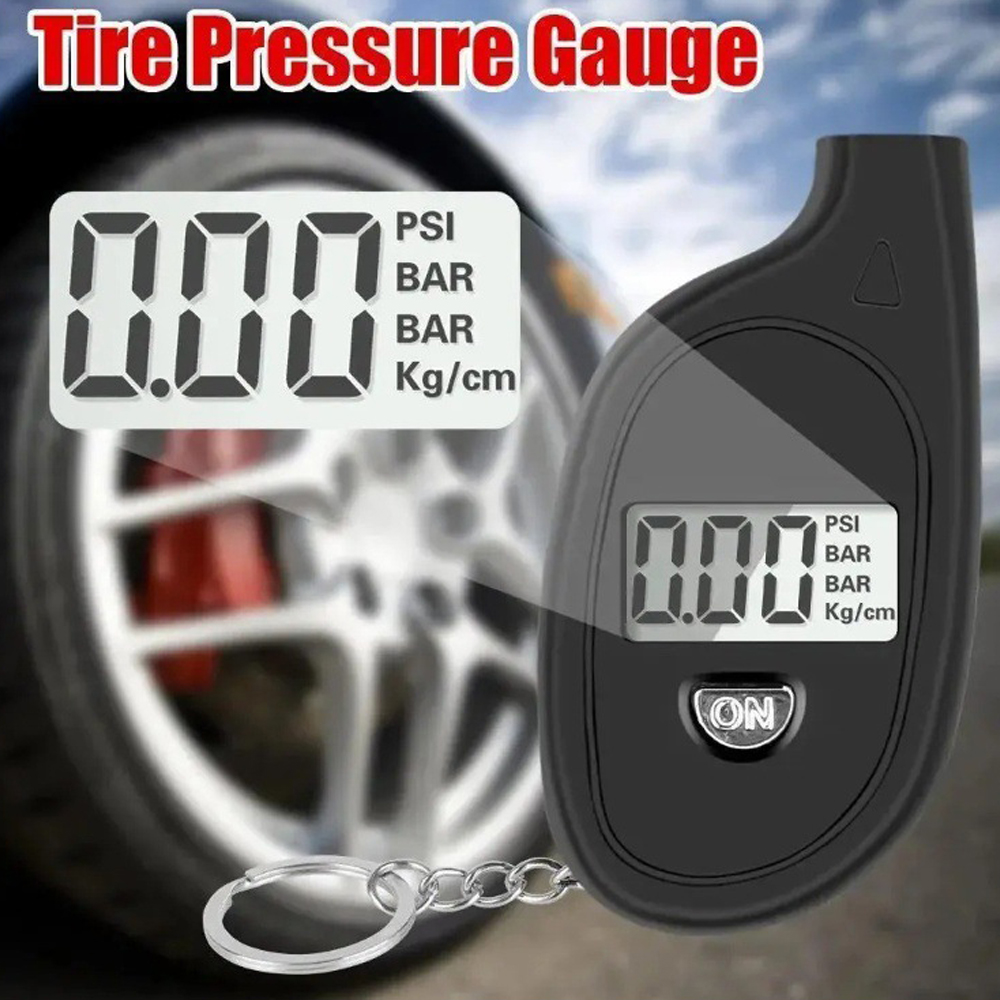 Monitor de presión de neumáticos de coche, Manómetro Digital portátil, manómetro, herramienta para barómetros, adaptador de pantalla LCD con llavero