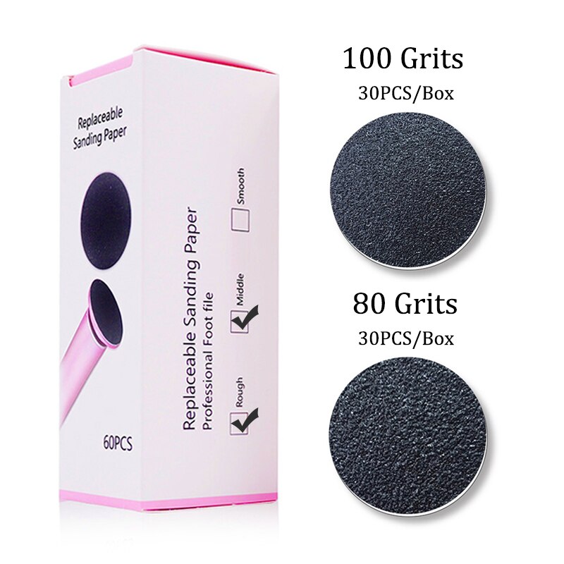 60 Stks/partij Vervanging Schuurpapier Schijf Schuren Papier Accessoire Voor Elektrische Voet Eelt Remover Tool Pedicure Voet Bestand 60 Stuks: 80 And 100 Grits Mix