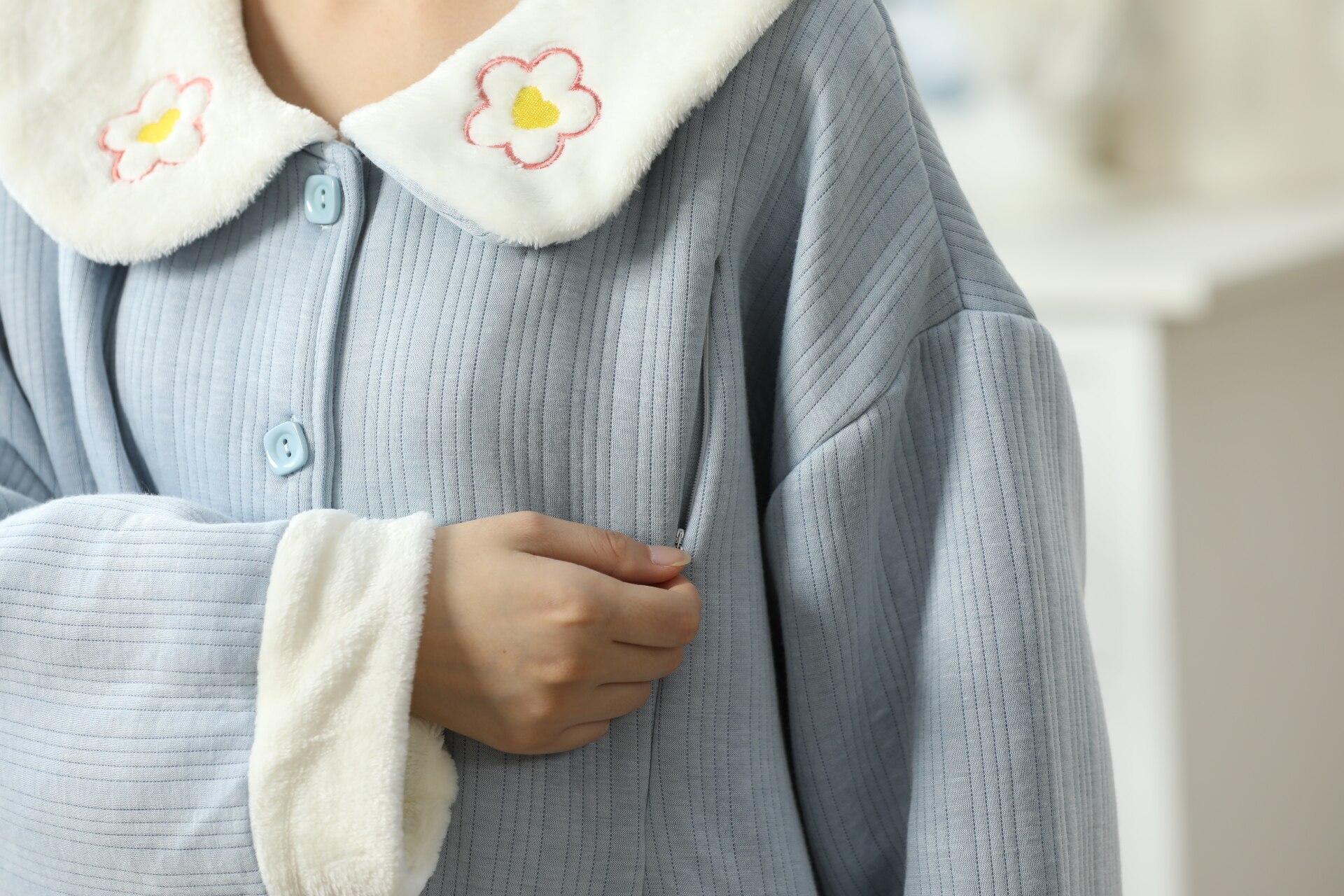320G invierno grueso cálido algodón acolchado maternidad enfermería ropa de dormir pijamas dulces ropa para mujeres embarazadas pijama para embarazadas