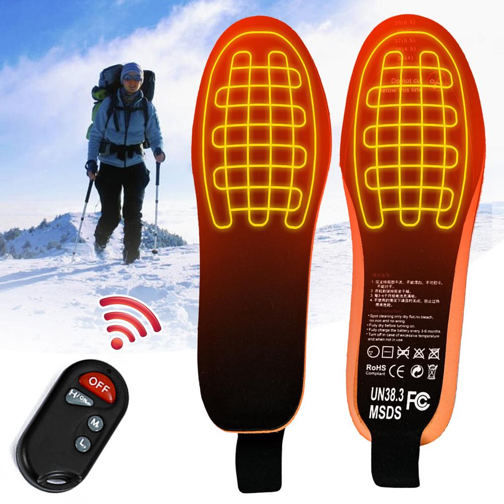 3.7v 2100 ma uppladdningsbar uppvärmd innersula med fjärrkontroll unisex vintervärmare fot usb laddning eva elektriska värmekuddar