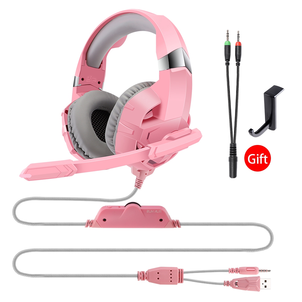 Super Bass Headset Gamer Hoofdtelefoon Computer Pc, over Ear 9D Stereo Telefoon Gaming Headset Met Microfoon Voor PS4 PS5 Xbox: pink no box