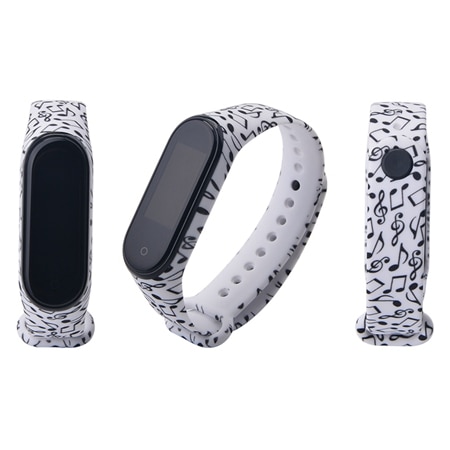 Correa de silicona para Xiaomi Mi band 3 y 4, Correa Universal de silicona con estampado de dibujos animados para pulsera inteligente Mi Band 3 y Mi band 4: music