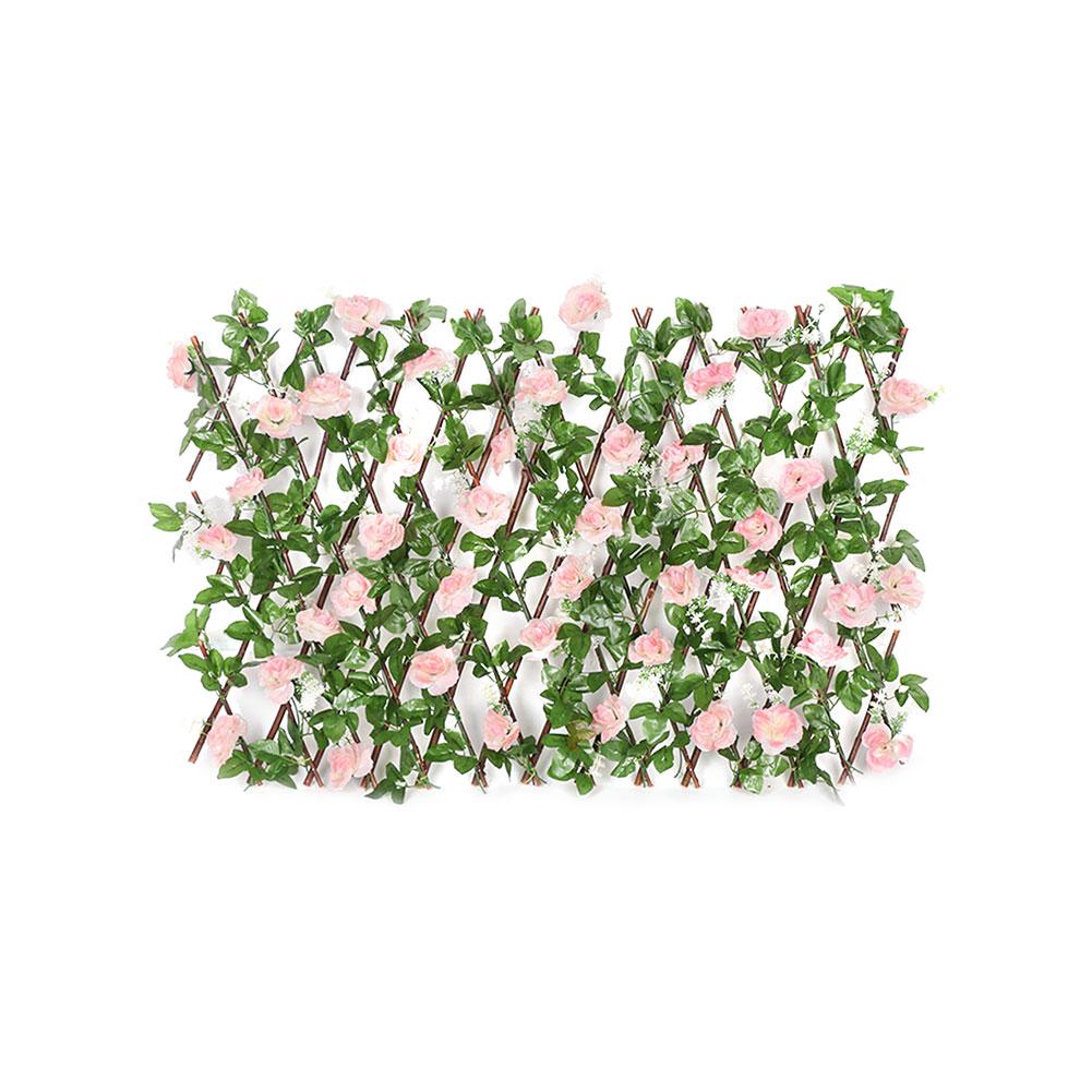 Udtrækkeligt havehegn kunstige kirsebærblomster hegn med blomster og blade privatliv barriere krans bryllup hegn indretning: -en