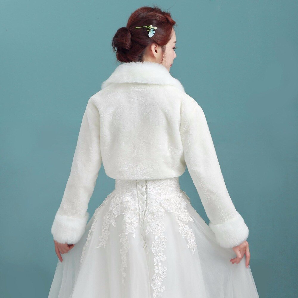 Faux Fur Autumn Winter Wedding Jackets Long Sleeve For Bride Ladies Coat Full Lined Feather Shrug Warm Fur Cloak