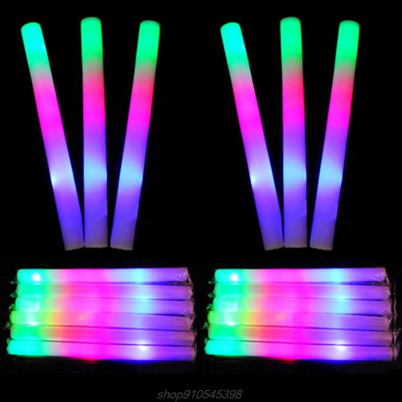 Varitas de espuma con luz LED para fiestas, varitas luminosas de estilo Rally, Rave, Multicolor, tubo intermitente, festivales, M23 21, 30 Uds.