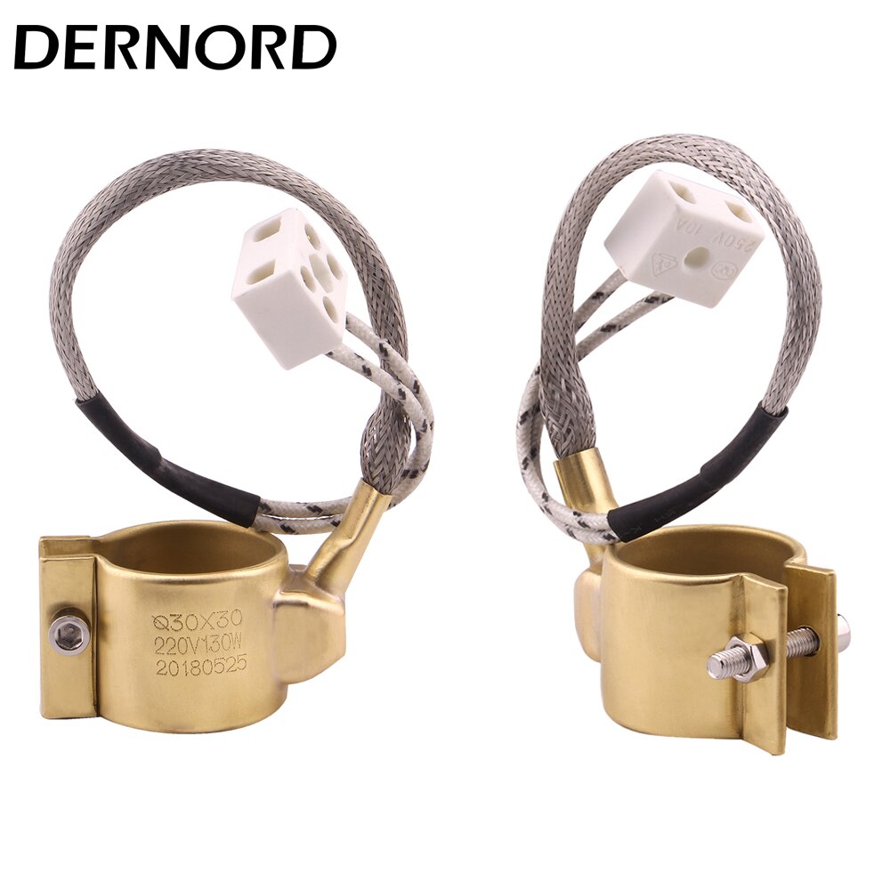 DERNORD 220v 280w / 130w 2pcs Electric Copper Barrel Brass Band Heater for Extruder: 130W ID30X30mm 2pcs