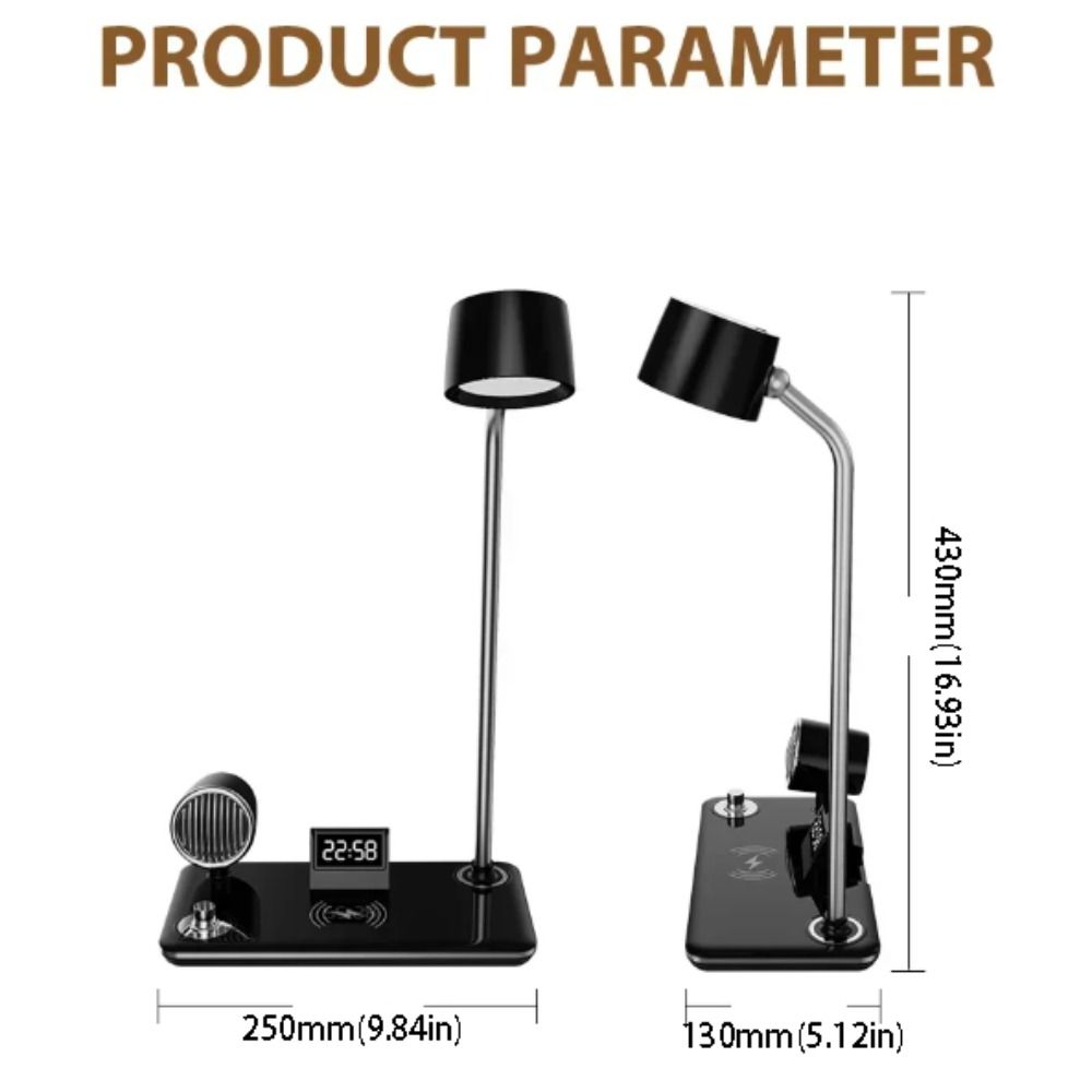 USB Port LED Table Lamp Multifunction Night Lighting Wireless Charger Pad Wireless Charger Stand Clock Night Light Bedside