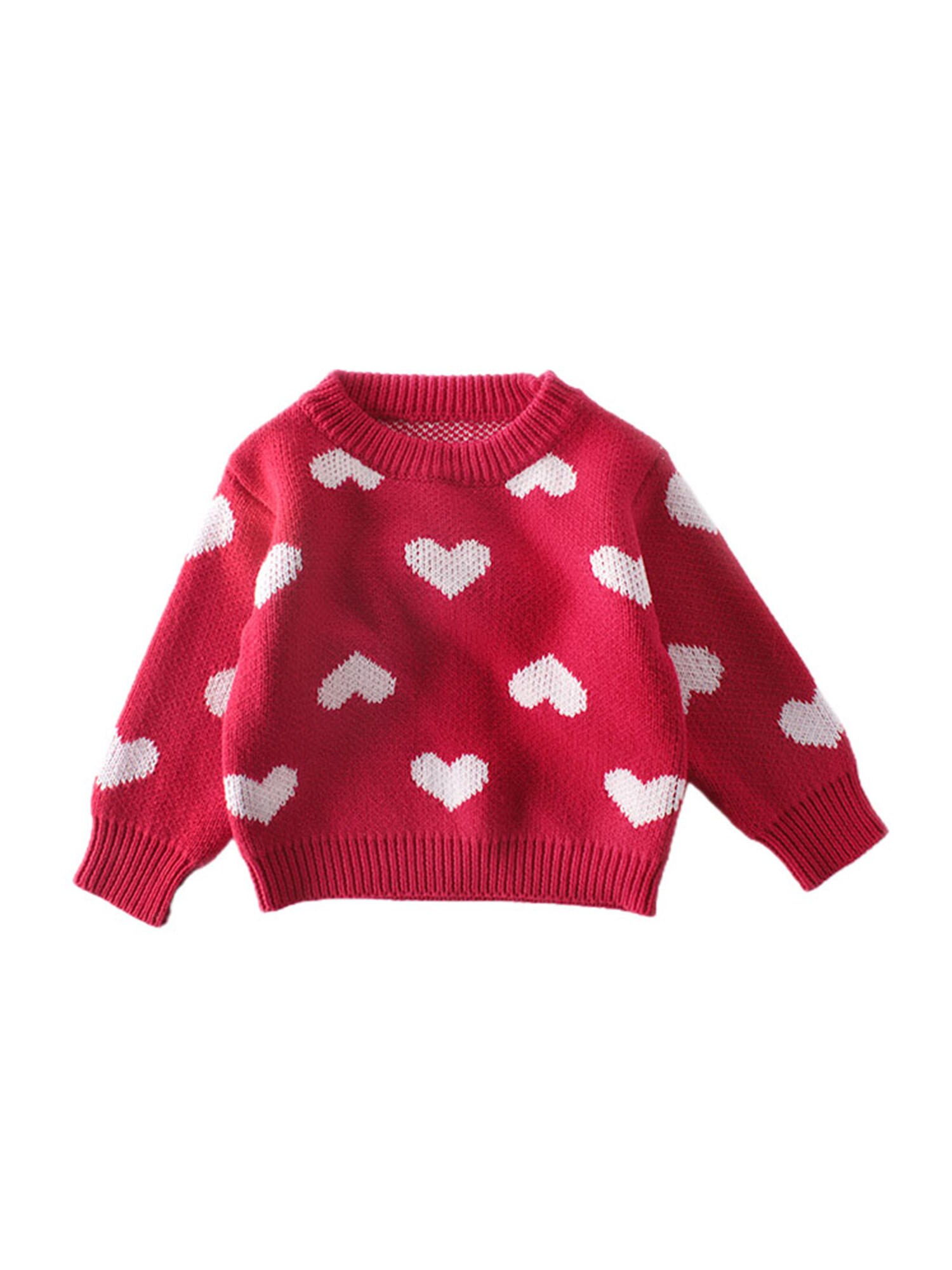 Baby & children's clothes Baby Girl’s Korean Knitted Sweater Autumn and Winter Heart Pattern Pullover Knitwear