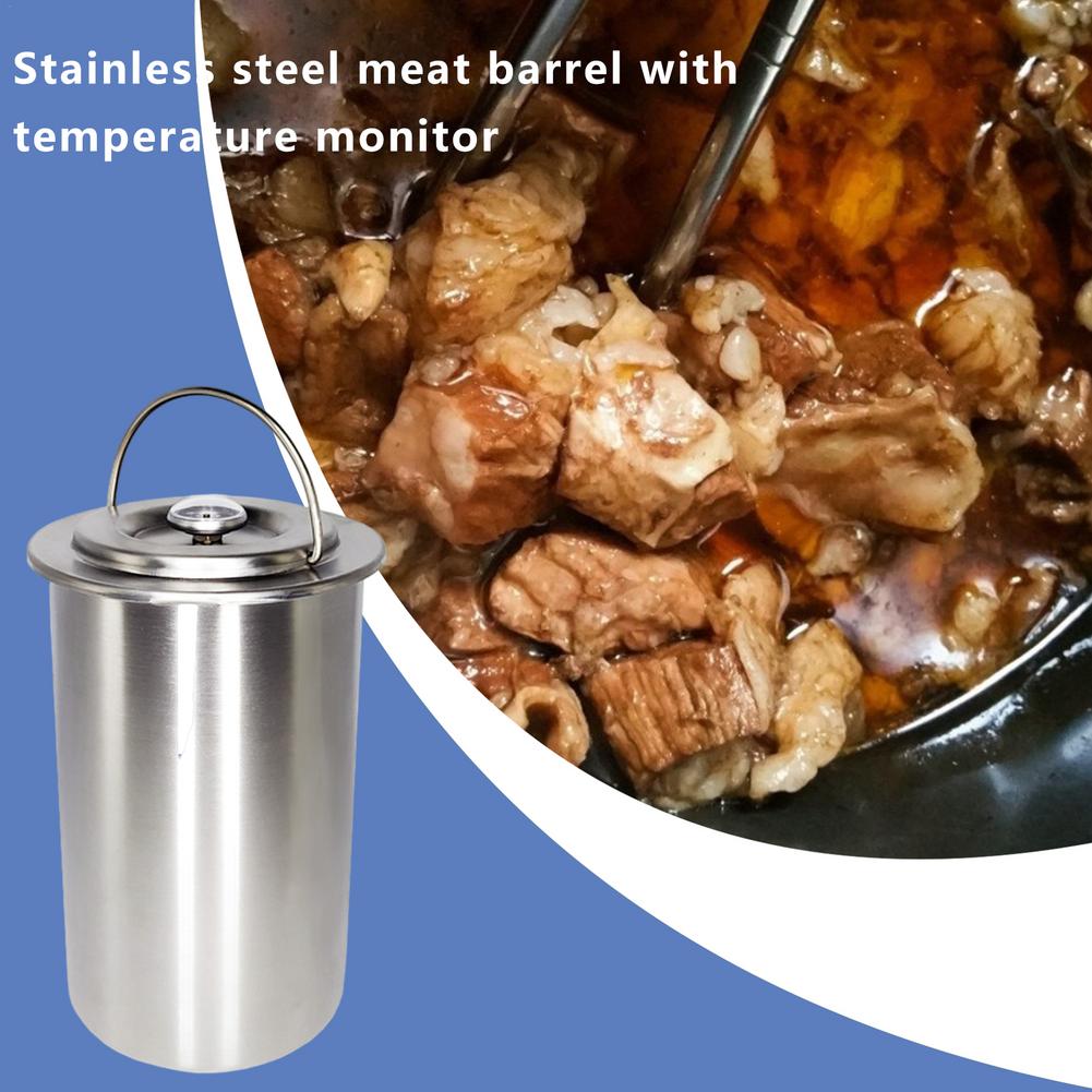 Stainless Steel Temperature Monitor Meat Cooking Barrel Stainless Steel Temperature Monitor Meat Steamer BBQ Cooking Barrel
