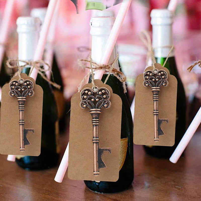 Vintage stil zinklegering flaskeåbner nøgle ølåbner vedhæng 5 stilarter dekoration bryllup souvenir kichen tilbehør