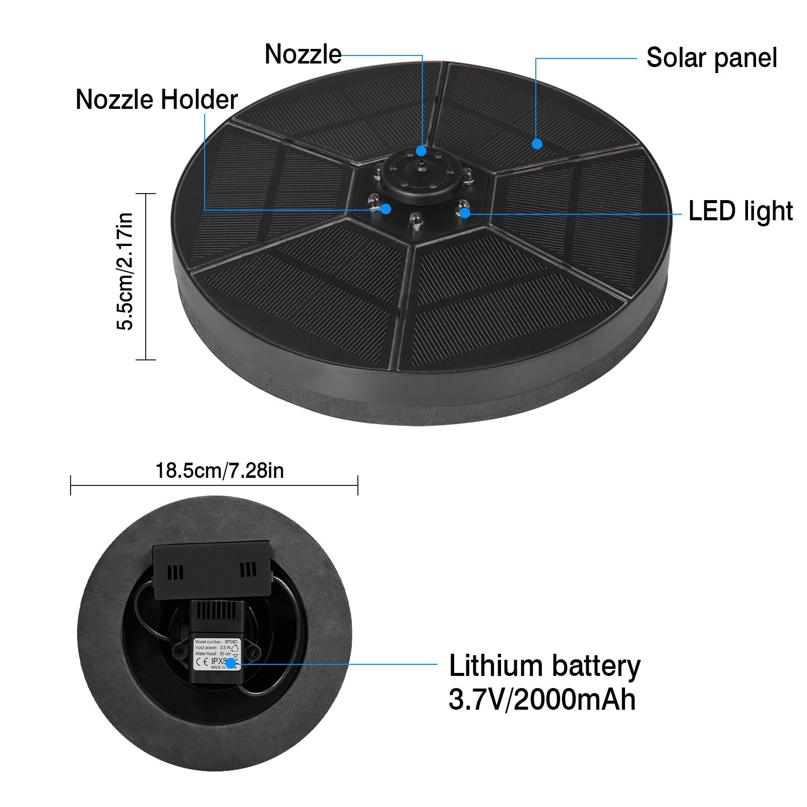 6V / 3.5W LED Solar Energy Fountain Battery Solar Energy Fountain Floating Fountain Garden Decoration Fountain 7 Kinds Of Water