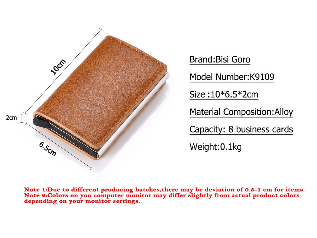 Zovyvol Business Credit Card Holder Men Women Metal RFID Vintage Aluminium Box Crazy Horse PU Leather Card Wallet Purses
