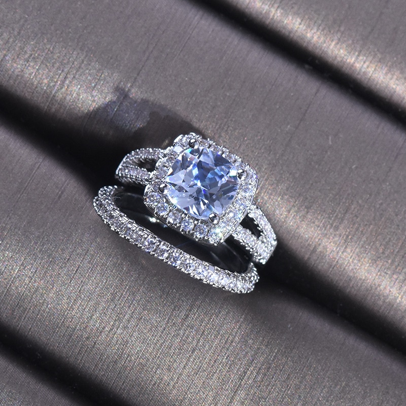 2 karat vit diamantring för kvinnor naturliga smycken anillos bizuteria bijoux femme gnistrande läckra anillos mujer vigselringar
