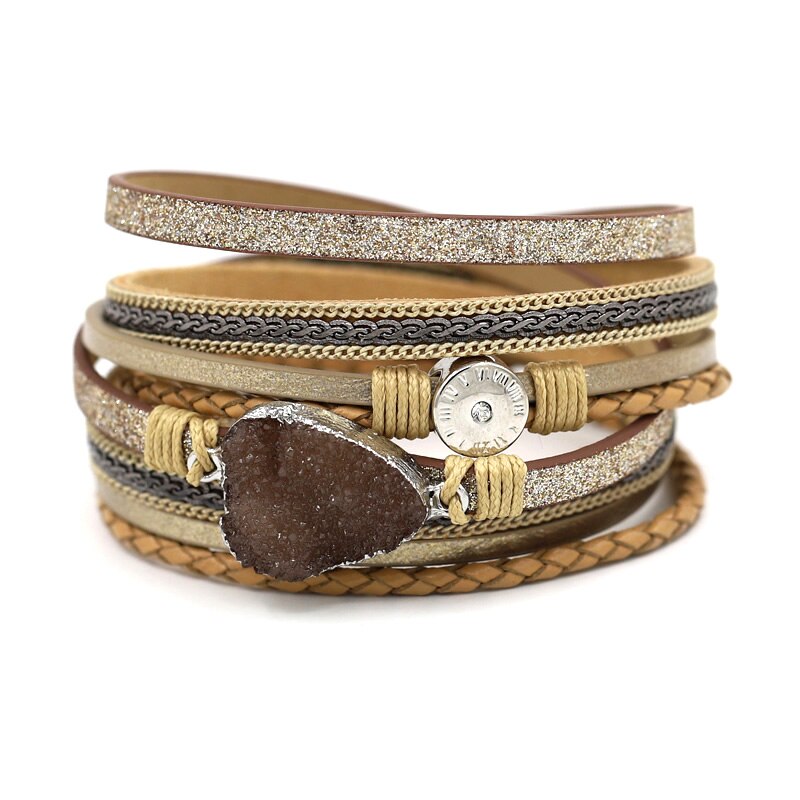 VONNOR frauen Armbänder Boho Schmuck Natürliche Perle mehrschichtig Leder 2 Kreis wickeln Armbinde: B8701c