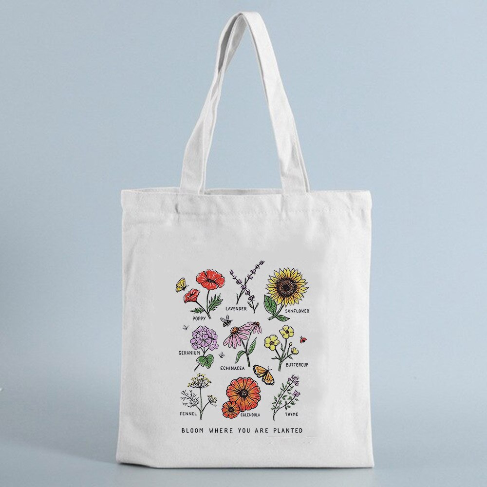 Mulheres Saco de Compras com Rose Flores Imprimir Lona Eco Sacola de Compras Reutilizável Sacos de Livro Estudante Saco de Pano Feminino Bolsa de Ombro: B0001-TBWH-M