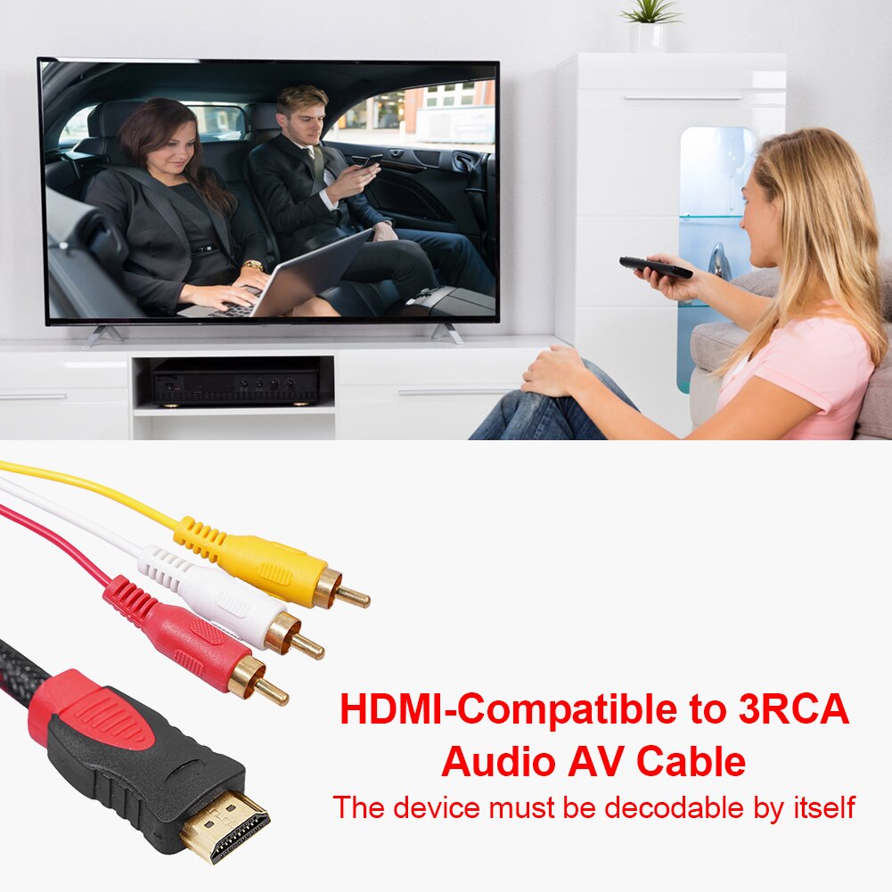 SCART to 3 RCA Phono Adapter 1080p HDMI compatible S-video to 3 RCA AV audio cable for projector/DVD/TV audio connector