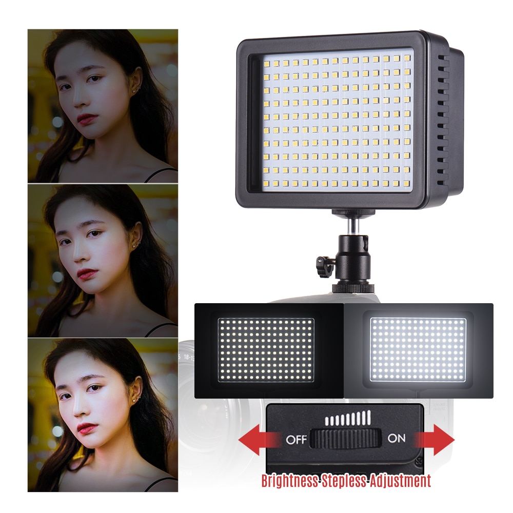 Andoer Portable 160 pièces LED lampe de lumière vidéo 5600K caméra panneau d'éclairage 3 filtres pour Photo vidéo photographie pour Canon Nikon