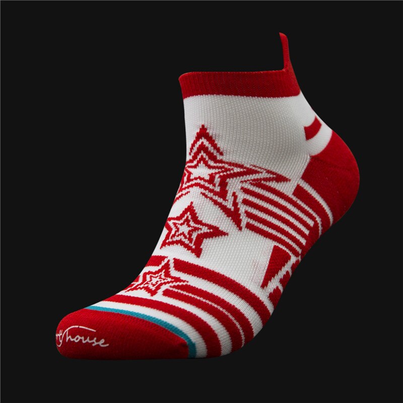 Mannen Outdoor Trail Running Sokken Met Ster Print Training Fitness Road Racing Fietsen Sokken Ademend Elastische Sport Sok: Red wine