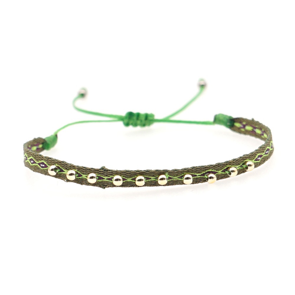 KKBEAD Colombia pulsera joyería tela cinta Pulseras de tela para mujer Pulseras tejidas hechas a mano: Pistola negra plateada
