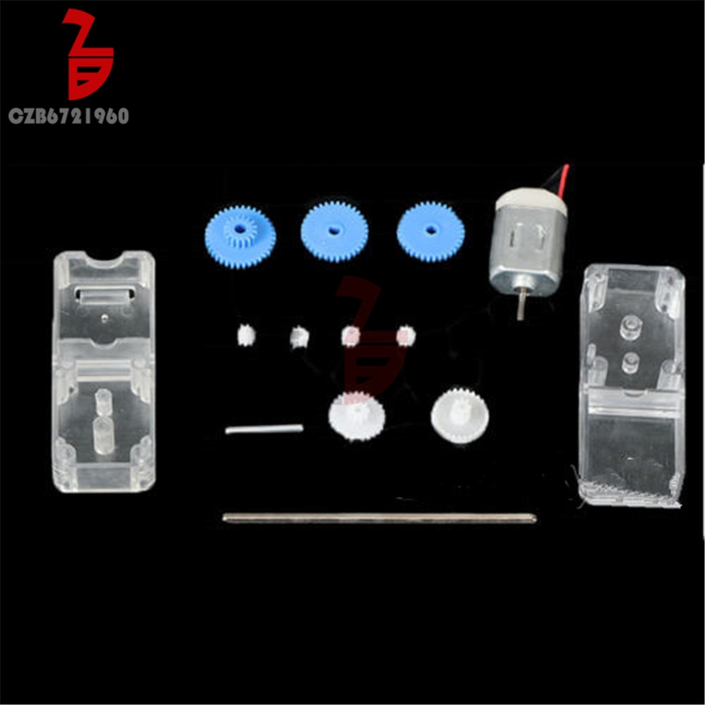 DC 1.5-6V 130 Gear Motor 1:94 DC Motor 85-120 RPM with Transparent Protective Box Shell Case for Smart Robot RC Car DIY