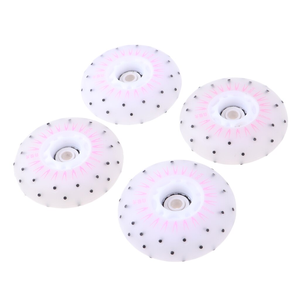 4 pièces multicolore patins à roulettes roues léger remplacement accessoire de patinage résistant à l'usure rouleau clignotant: Pink 80mm