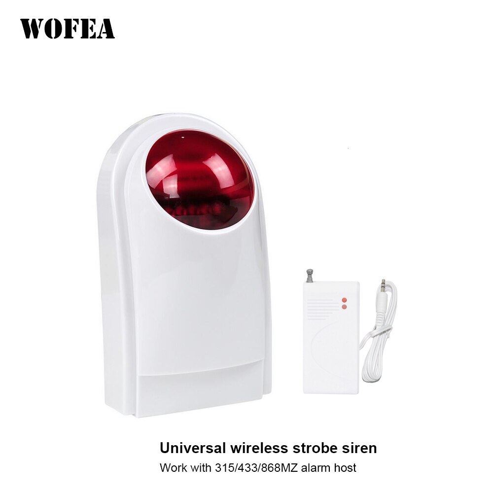 Universal Wireless siren with strobe light and back up battery 120db