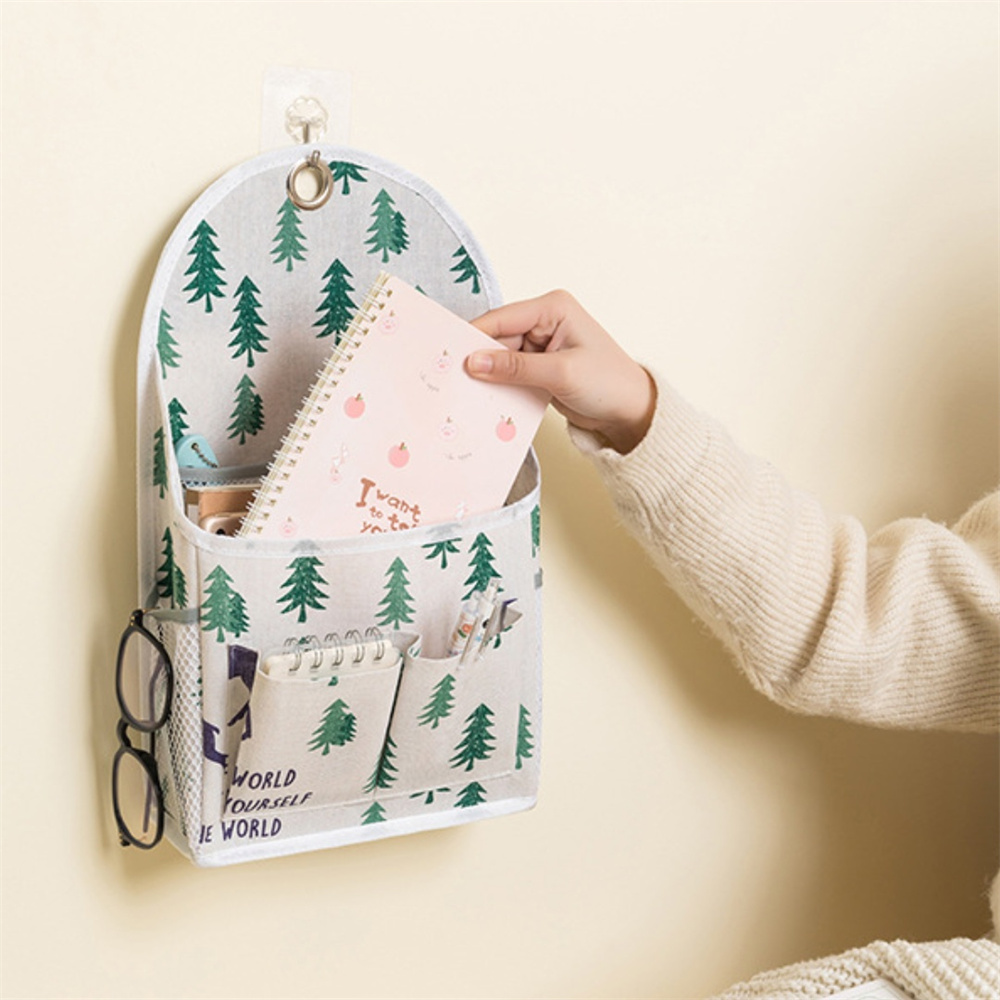 Fabric Hanging Storage Bag for Dormitory Wall Mounted Wall Door Bags Dual-Pocket Side Mesh Organizer Book Magazine Phone Holder