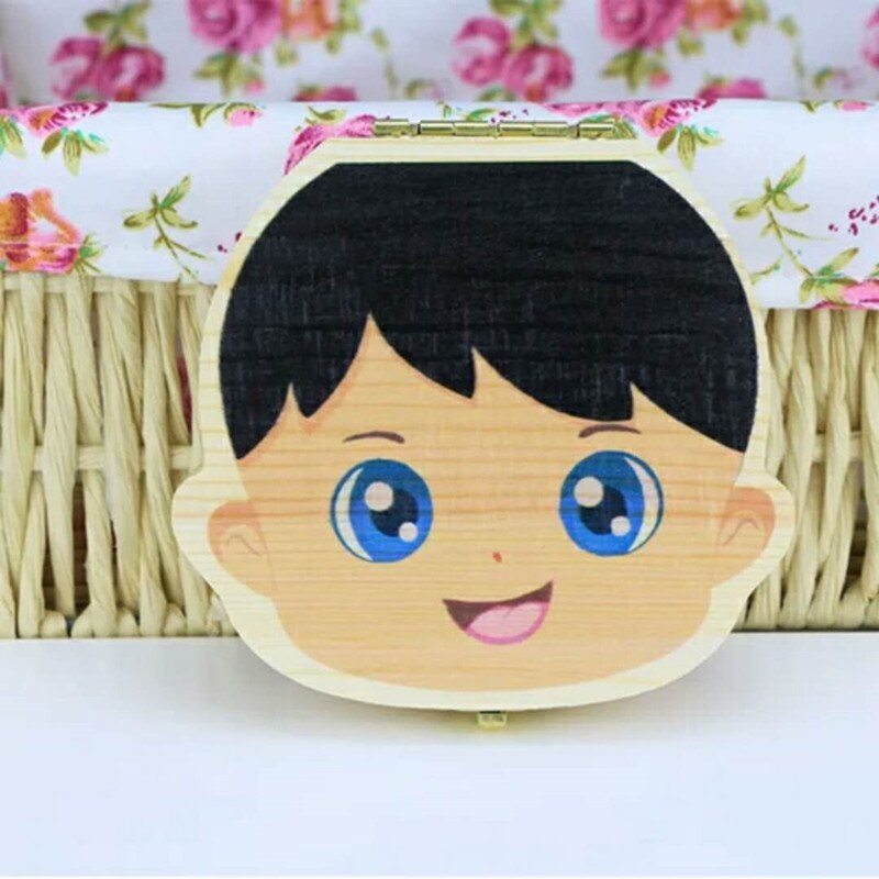 Log geschilderde baby tand dozen baby haar navelstreng souvenir dozen baby tand collection dozen baby souvenirs: Spain boy