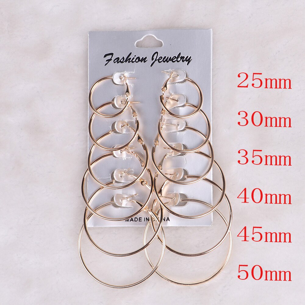 6Paare/einstellen Punk HoopEarrings einstellen Großen Kreis Ohrringe Schmuck für Frauen Mädchen Steampunk Ohr Clip PunkEarring schmuck