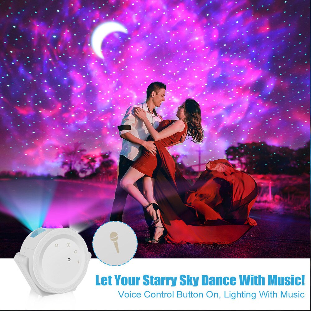 Starry Sky Projector Light LED Nebula Cloud Night Light Voice Control Ocean Waving Light Rotation Projection Lamp for Kids