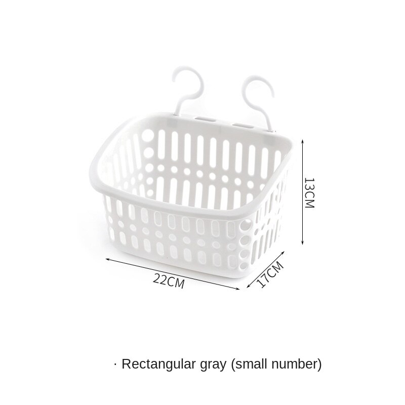 Hanging Storage Basket Bathroom Hanging Basket Toilet Plastic Storage Basket Wall Hanging Storage Basket Plastic Storage Holder: Rectangular-gray-S