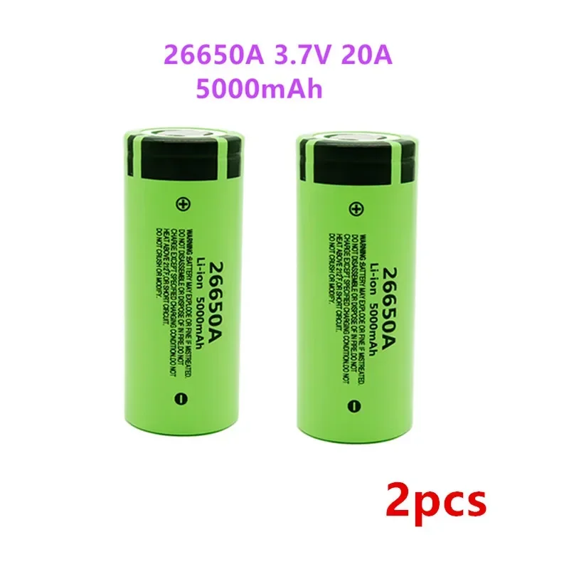 26650A 3.7V 5000mAh Battery High Capacity 26650 20A Power Battery Lithium Ion Rechargeable Battery for Toy Flashlight: black