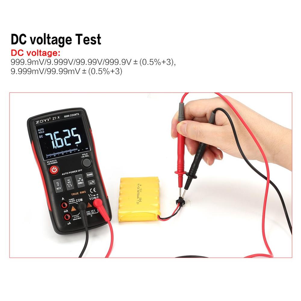 Zt-x digitalt multimeter automatisk rækkevidde sand rms ac/dc volt amp ohm kapacitans duty cycle ncv diode temperatur tester 9999 tæller