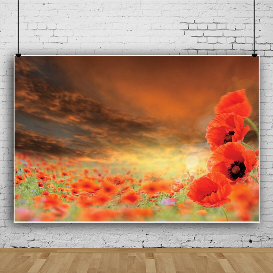 Beautiful Red Flowers Sea Photography Background Photo Booth Studio Decor