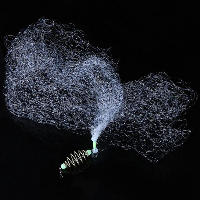 60cm Shoal petite maille filet de pêche w/nuit perles lumineuses boule solide anneau portant connecteur accessoires de pêche