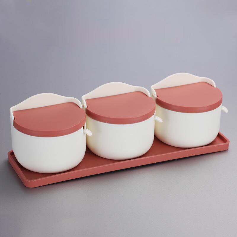 1 Set Plastic Sugar Bowl with Spoon Kitchen Salt Container Salt And Pepper Spice Bottle: 05