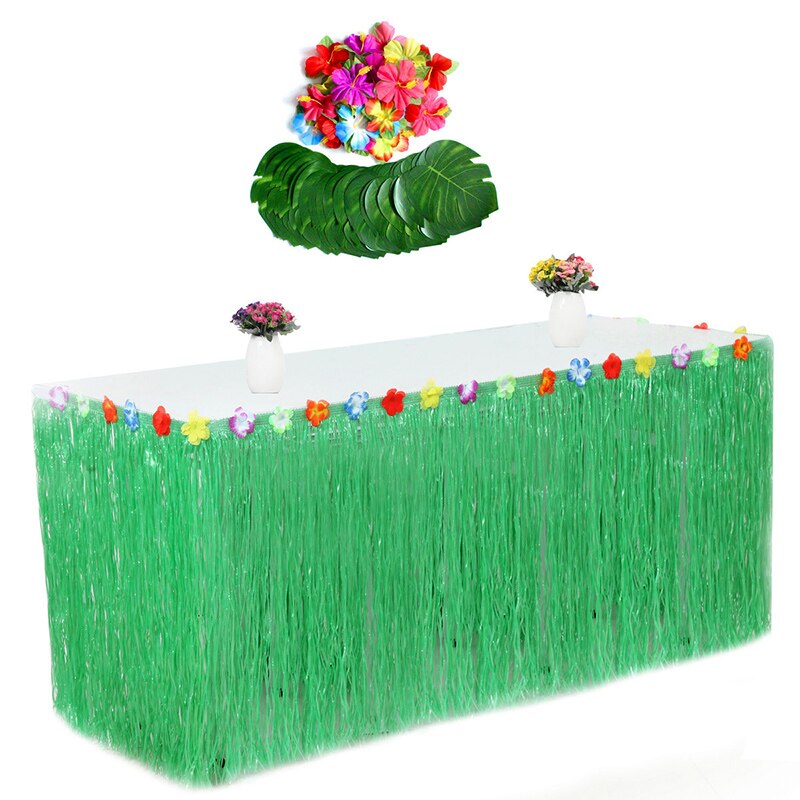 109/149pcs Table Skirt Raffia Style Fringe Party Decoration Kit for Tiki Tropical Hawaii or Moana Themed Birthday JS22