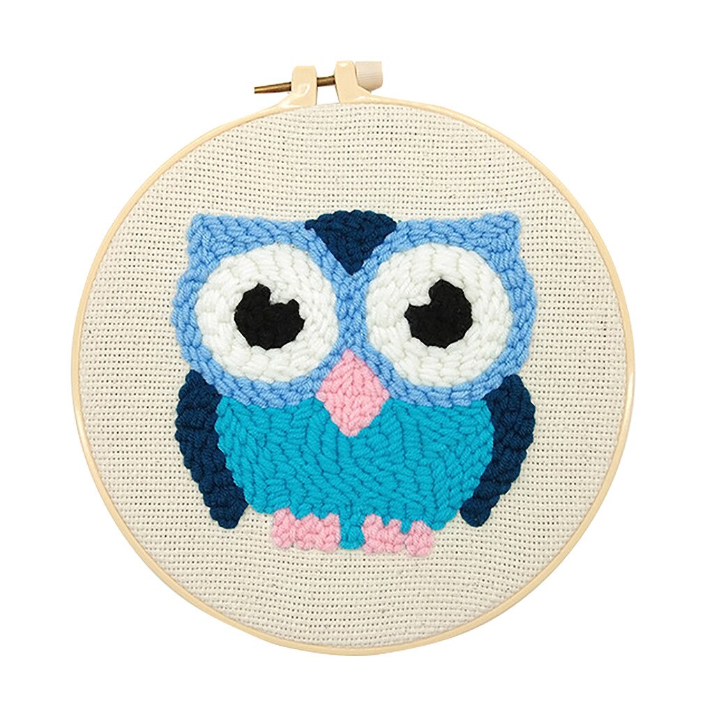 Cerceaux laine tissage ensemble bricolage dessin animé motif brodé russe Poking broderie matériel paquet poinçon aiguille broderie # F: B