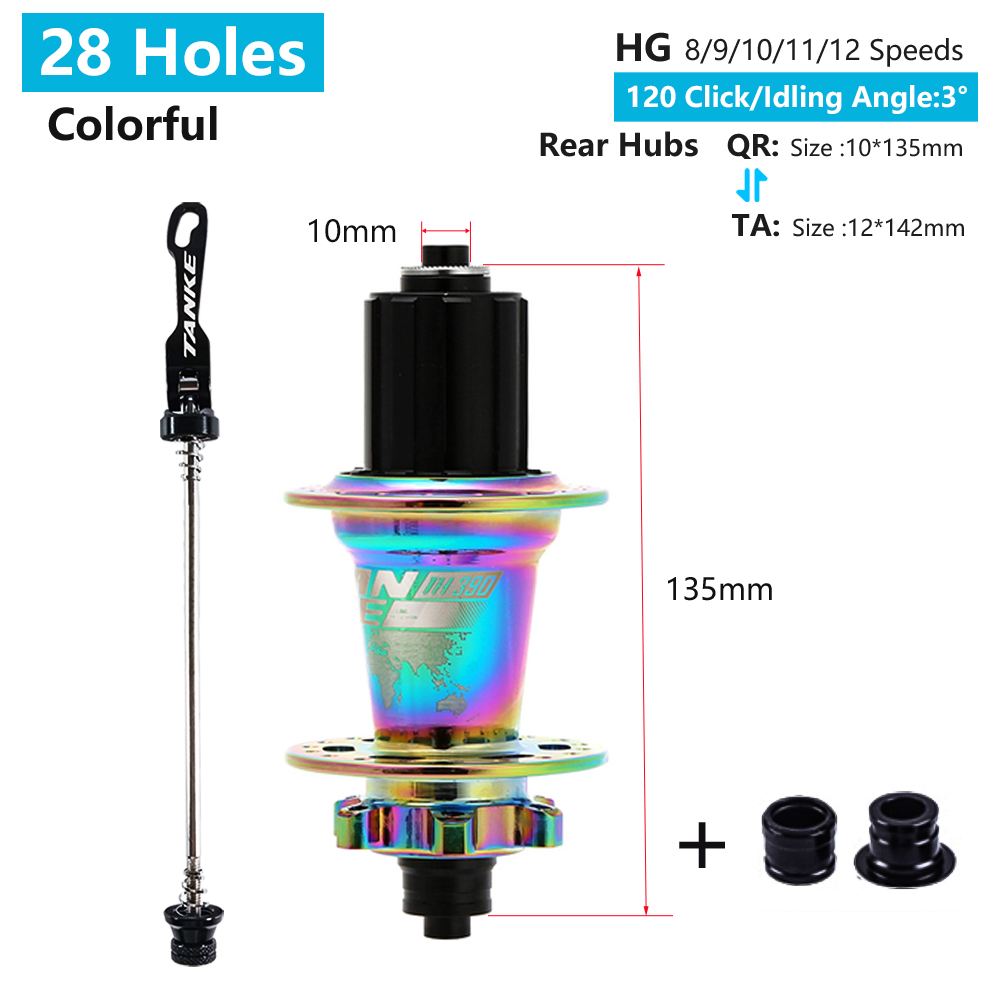 TANKE 120 Kliknaaf 6 Lager MTB Mountainbike Hub Voor Achter 28 32 36 Gaten QR Steekas Uitwisseling Schijfrem Fietsnaven HG: Blauw