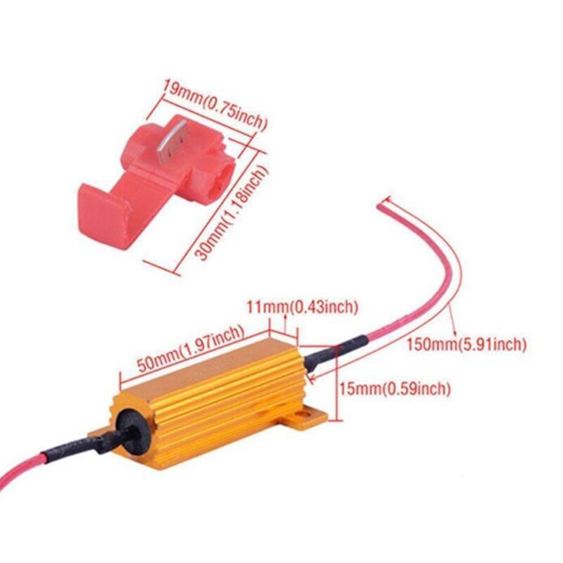 4x 50W 6 Ohm Load Resistor For Fix LED Bulb Fast Hyper Flash Turn Signal Blinker