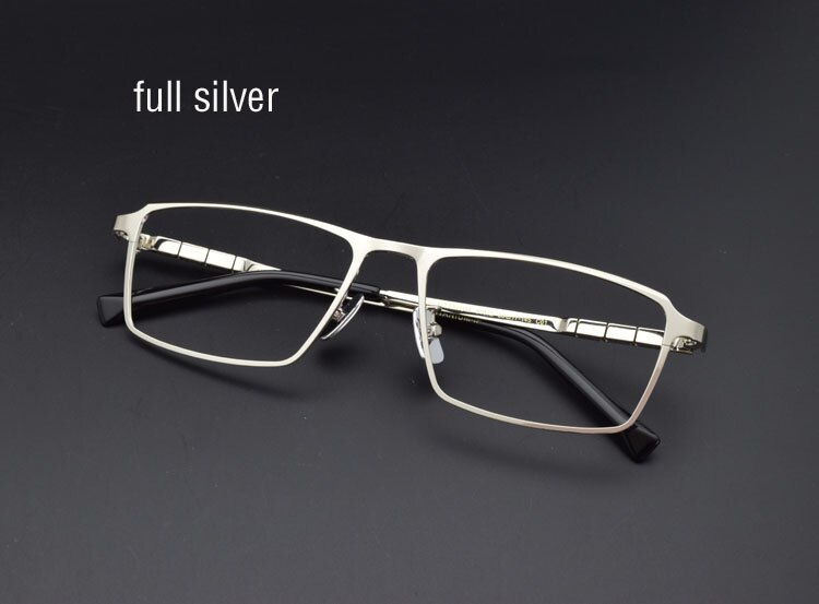 Montura de gafas de titanio puro para hombre, gafas graduadas de aleación de titanio, gafas plateadas súper ligeras, montura de gafas ópticas: full silver
