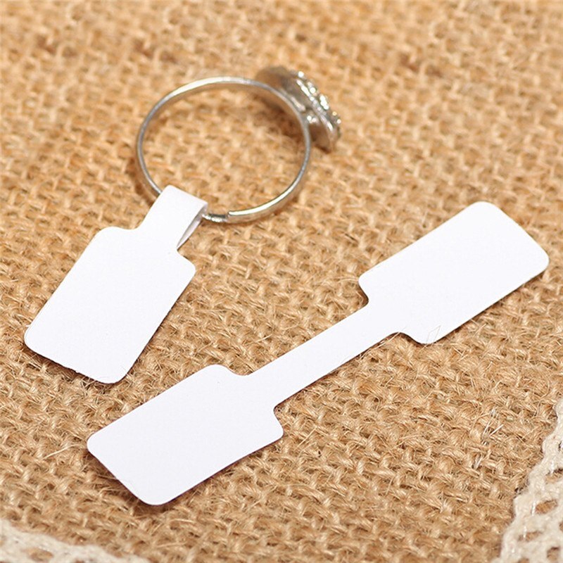 100 stk / taske hvide papir klistermærker detailbutik tomme prislapper halskæde ring smykker etiketter 2 stilarter