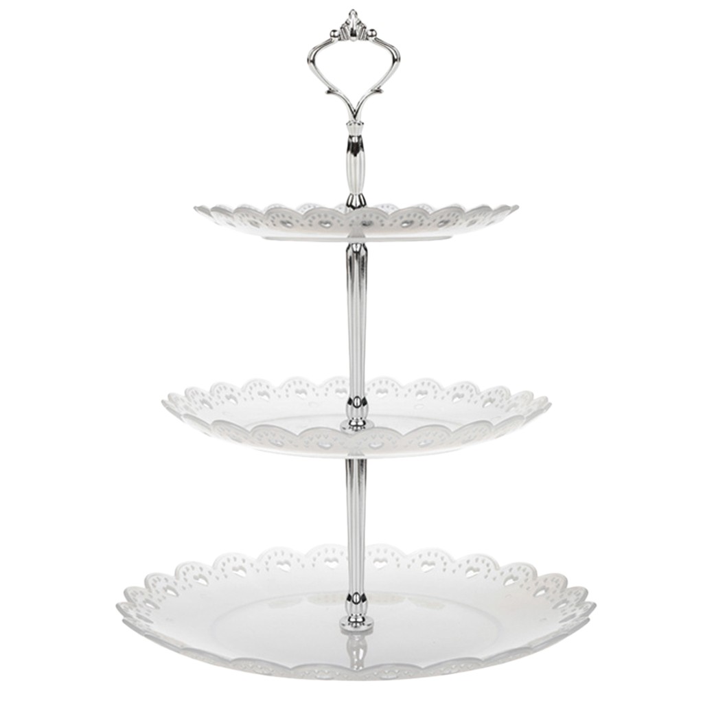 3-Tier Weeding cake stand white cupcake tray lace edge cake tools home decoration dessert table decorating party#30: Clear 