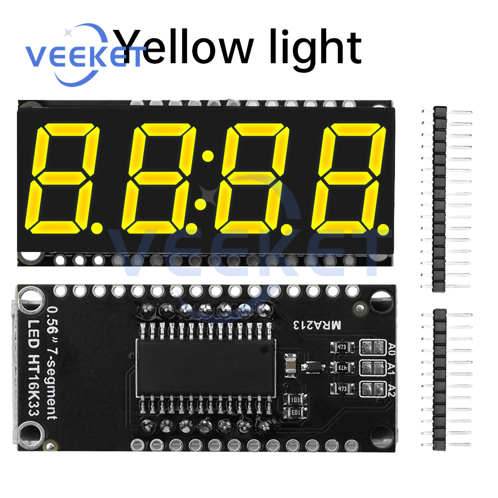 Display with Clock Module 0.56-inch 4-Digit 7-Segment HT16K33 Driver Green Red White Yellow Blue LED Indicator Display: MAROON