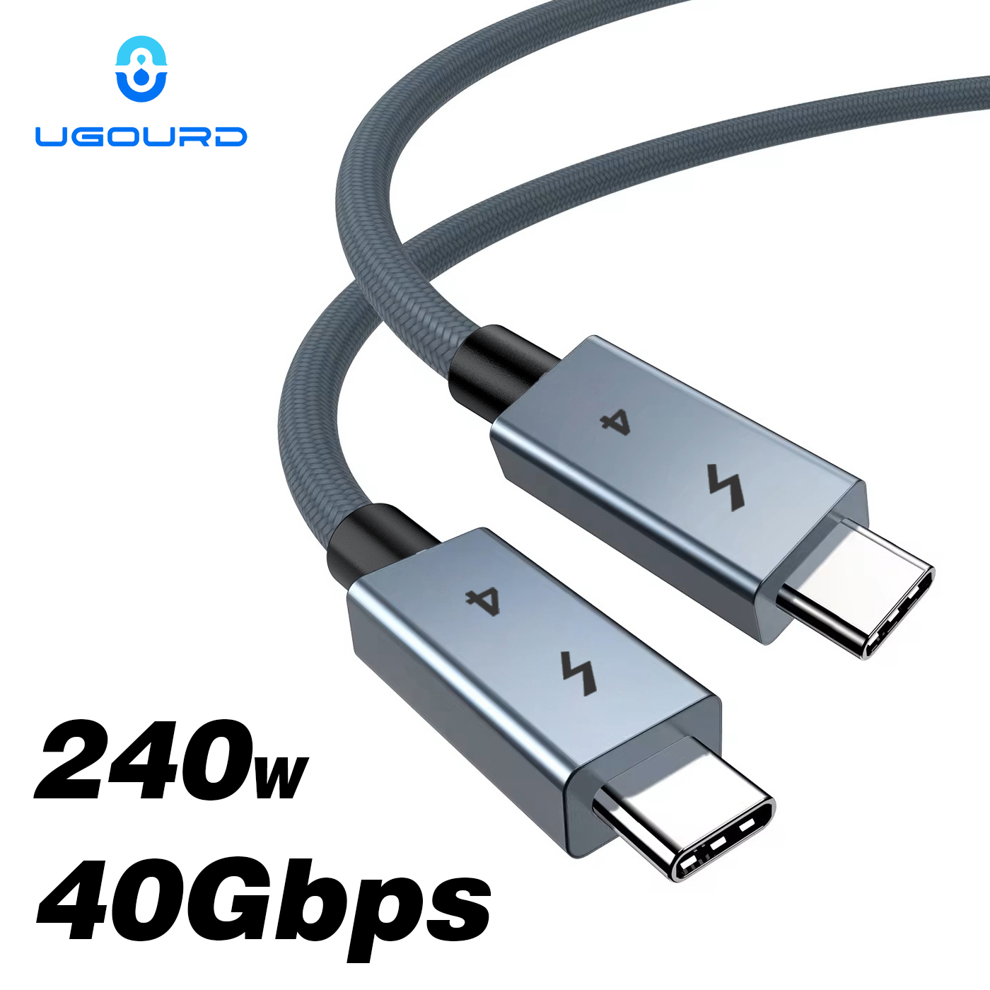 UGOURD Thunderbolt 4 tipo C 40Gbps USB4 Cable USB C a USB C 240W Cable de carga rápida Thunderbolt3 para egpu SSD iPad MacBook Air