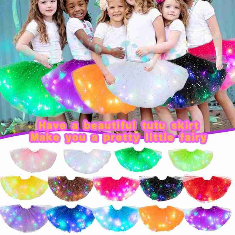Kerstcadeau Kinderen Lichtgevende Tutu Rok Met Tutu Led Rok Rok Light-Emitting Mesh Buste Licht X7X8