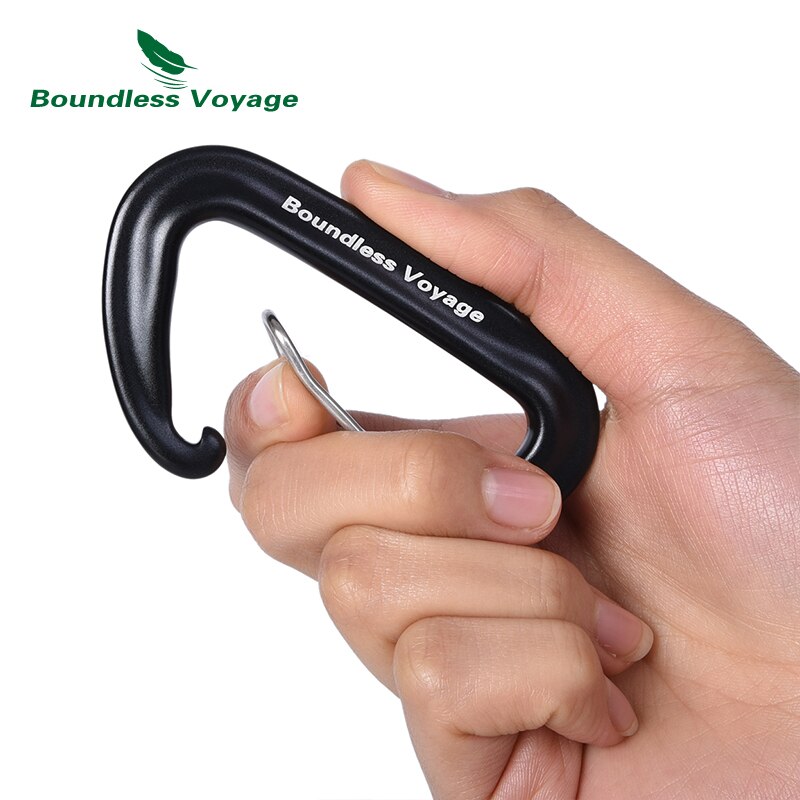 Boundless voyage aluminium legering d-type karabijnhaken met haakvergrendeling voor hangmatten in de buitenlucht, klimmen en kamperen