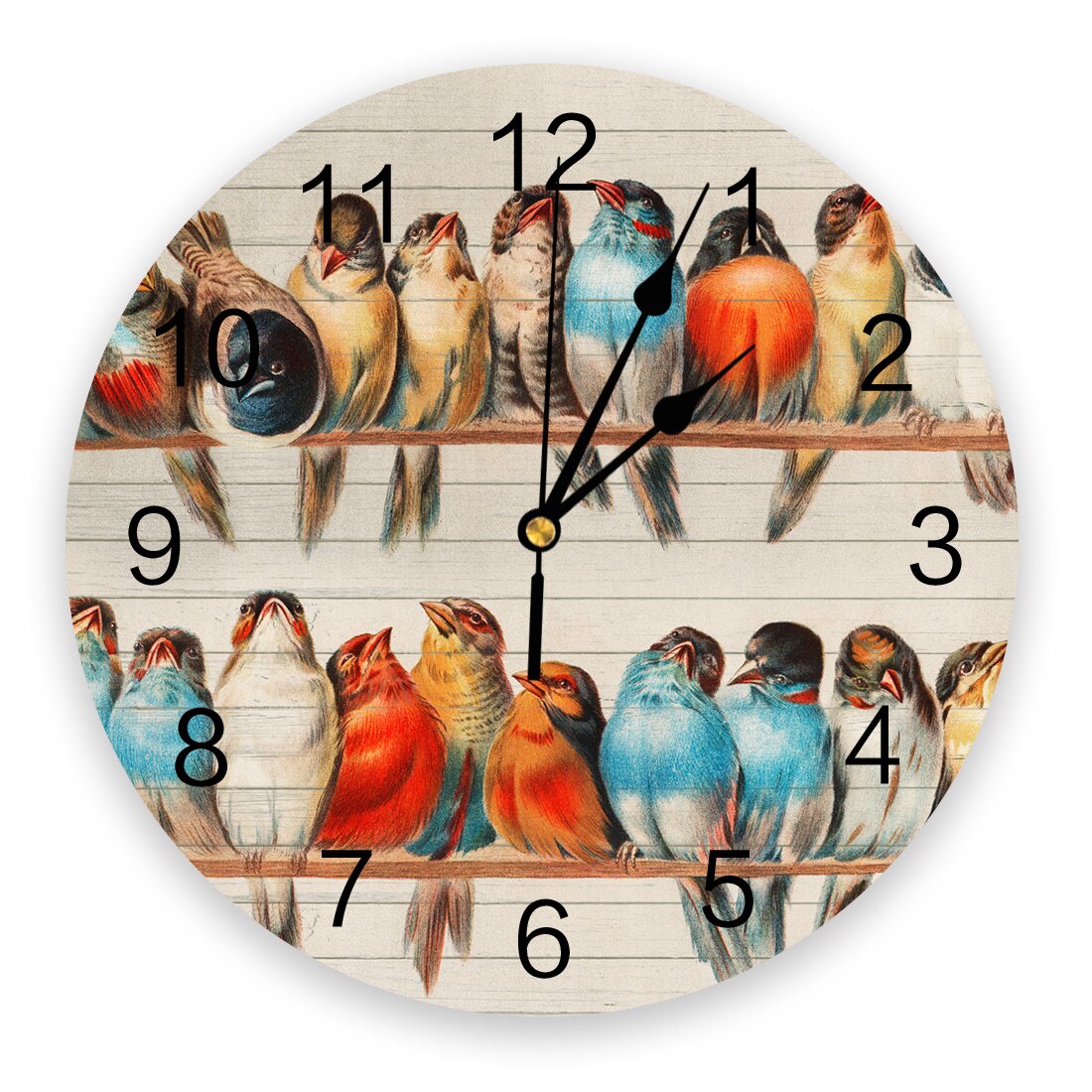 Wood Grain Bird Color Wall Clock Home Decor Bedroom Silent o&#39;clock Watch Wall for Kitchen Living Room Wall Digital Clock
