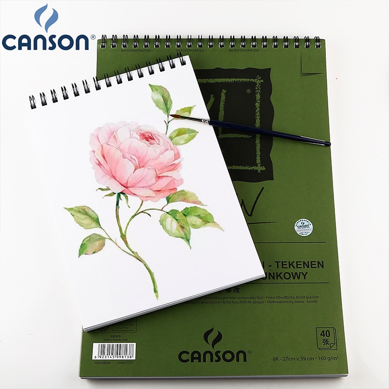16k canson xl tegning dessin papir spiral multimedieplade til tegning af blyant pastel trækul og pen 160 g 40 ark kunstbog